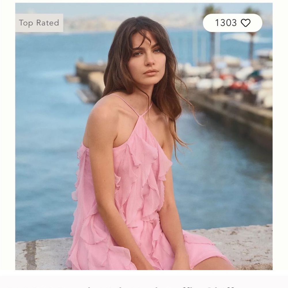 BHLDN Pink Ruffled Tiered Halter Maxi Dress